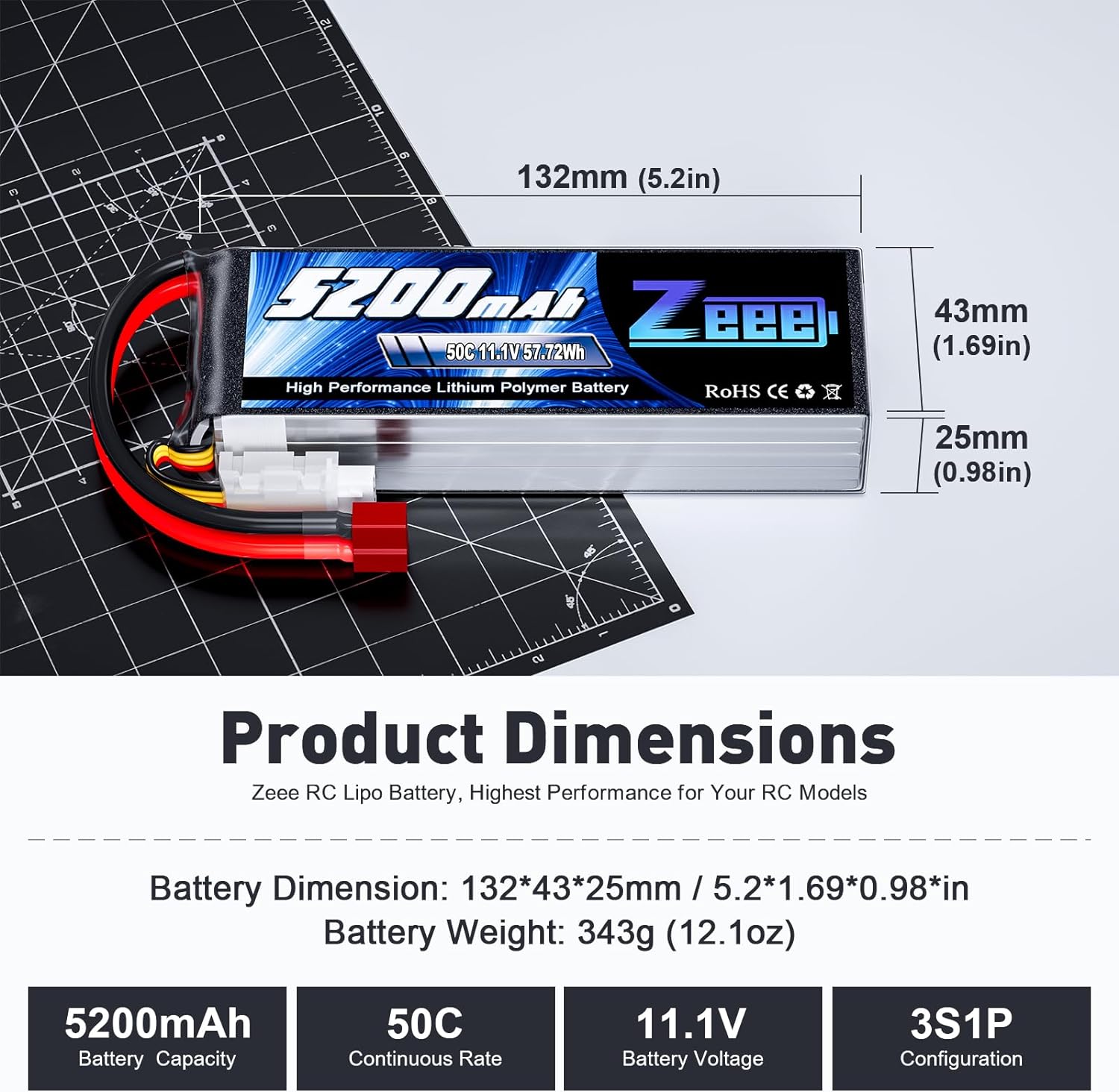 1/2unit Zeee 11.1V 50C 5200mAh - Drone Battery 3S ulasan dan harga